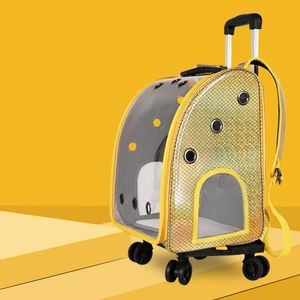 キャリアペットベビーカー犬猫ポータブル旅行輸送バッグローリング荷物バックパックトラベルトートトロリーバッグ犬用猫のアクセサリー