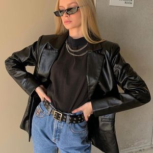 Ceketler Pu Kadın Deri Ceket Sonbahar Ceket 2020 Sokak Giyim Siyah Kadınlar Ceket Y2K Estetik Gotik Vintage 90s Kıyafetler
