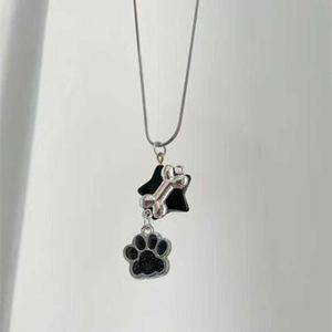 Chokers Cute Bone Star Cat Claw Pad Pendant Necklace for Women Men Egirl Y2K Vintage Cat Paw Snake Chain Necklaces 2023 Fashion Jewelry Z03503