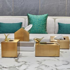 Organization Gilded Metal Tissue Box Fawn Decoration Box Magnet Adsorption Animal Napkins Organizer Dining Table Home Decoration Modern