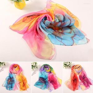 Sciarpe Sciarpa in chiffon a fiori grandi da donna Morbido scialle con protezione solare da spiaggia Sensazione di seta Fazzoletto da collo Donna elegante sottile floreale lungo