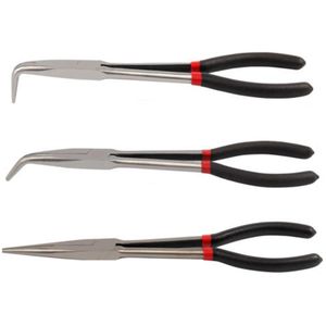 Tang 3-teilige multifunktionale Stahl-Spitzzange, 27,9 cm lang, gebogene Spitzzange, Auto-Reparatur-Werkzeuge