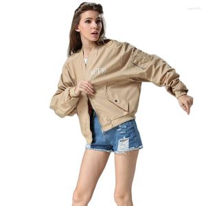 Damenjacken Frühling Top Khaki Asymmetrische Länge Lose Damen Bomberjacke mit Puffärmeln Modekleidung