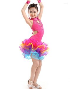 Bühnenkleidung Hochwertige Mädchen Kinder Rosenkleid für Gesellschaftstanz Kinder Latin Fringe Kind Rumba Salsa Tango Kostüme