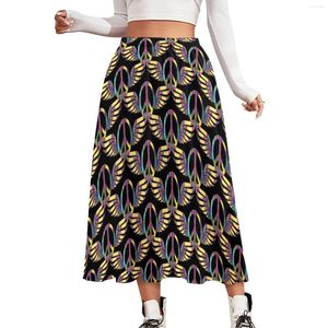 Skirts Hippie Peace Symbol Chiffon Skirt Thunder Print Korean Fashion Long Female Cute A-line Custom Clothes Gift