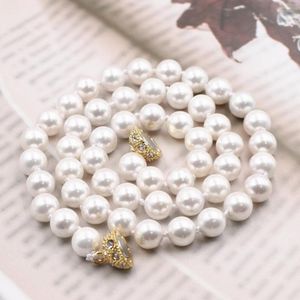 Girocollo fatto a mano bianco conchiglia di perle perline filo collana gioielli catena tonda alta lucentezza top collane accessori 18 