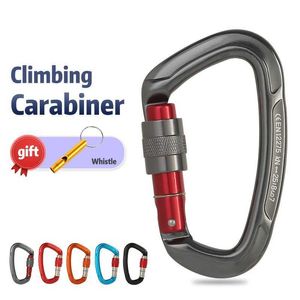5 PCSCARABINERS OUTDOOR Professional Rock Climbing Carabiner 25kn Lock D-shape Safety Buckle for Keys Tools機器P230420