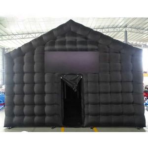 6x4x4m Giant Custom Portable Black Inflatable Nightclub Cube Party Bar Tent Lighting Night Club For Disco Wedding Event with blower