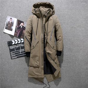 Men's Down Winter Men Thick Cold Long Section Waterproof Hooded Jacket Man Warm Casual White Snow Parkas Cargo Coats