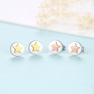 Charming double color pentagram stud earrings women fashion brand plated 18k gold rose gold s925 silver round earrings female high-end jewelry Valentine's Day gift