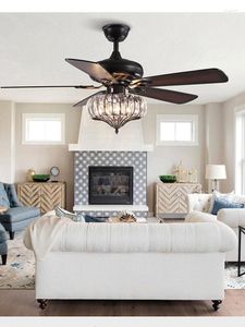 48" Silver Black Crystal Ceiling Fans With Light Blades Reverse DC 110V 220V Wood Lamp Remote Control Hanging