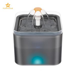 Alimentação Puppystar Filtro automático de fonte de água para gatos 2L LED USB Bebedor para dispensador de água para gatos Fonte de água para animais de estimação para alimentador de gatos