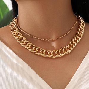 Colares pendentes Yo Chain Chap Casp colar Gold Mixed Linked Circle for Women Minimalist Cheker Collier Femme