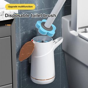 Brushes Disposable Toilet Brush With Cleaning Liquid WallMounted Cleaning Tool For Bathroom Replacement Cleaning Brush Head Wc Products