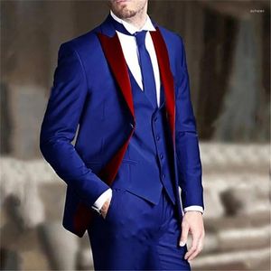 Abiti da uomo Design Costume Homme Royal Blue 3 pezzi Uomo 2023 Smoking da sposo da sposa Terno Masculino Formale da ballo Abbigliamento da uomo