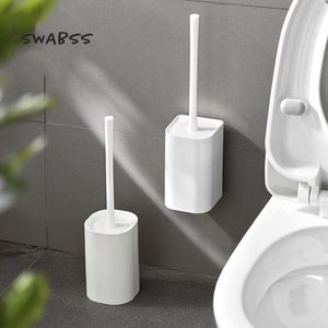 Brushes White Long Handle Toilet Brush Set Plastic Toilet Cleaning Brush WallMounted Cleaning Tools Home No Dead Ends Cleaning Brush