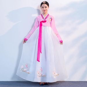 Ubranie etniczne klasyczne kobiety haftowe sukienka królewska tradycyjna Hanbok Yukata sukienki w stylu koreańskim damskim scena sceniczna suknia elegancka taniec