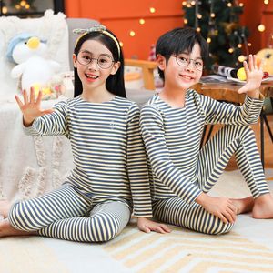 Pyjamas pajamas för barn hösten vinter baby flickor kläder pyjama set tonåring pojkar avslappnade sömnkläder barn termiska underkläder 2 till 14 y 230503