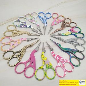 Mini Colorful Carbon Steel broderi Crane Shape Sewing Scissors Egret Hållbar hög stålbroderisk sax ZC0337