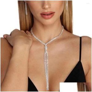 Chains Mujer Y Long Crystal Wrap Rhinestone Tassel Harness Necklaces Chain Body Jewelry Women Necklace Drop Delivery Pendants Dhgarden Dhg2T