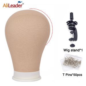 Canvas Block Poly Head Wig Stand for Wig Making, Weft/Wig Display, Styling, Mannequin Head, Dryer, 20.5/21/22.5/23 Inches