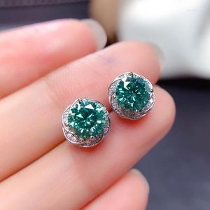 Stud Earrings Elegant Round Cut Blue Green Gems Crystal Natural Zircon Cocktail Party Women's Bridl Gifts Fine Jewelry