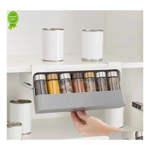 Storage Holders Racks Kitchen Spice Rack Wallmounted Organizer Under Desk Der Seasoning Bottle Holder Selfadhesive Kitcen Supplies Dhgf2