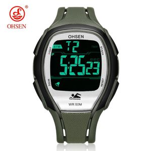 Wristwatches Digital LED Men Watches 50M Diving Rubber Strap Stopwatch Army Green Fashion Outdoor Sport Relogio Masculino