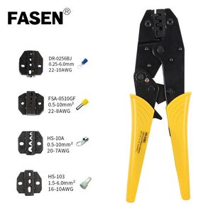 Tang HS03BC/10A/0256B/10WFJ/HS103 crimping pliers 4 jaw for noninsulation/tube/wire end cap crimp interchangeable crimping tool kit