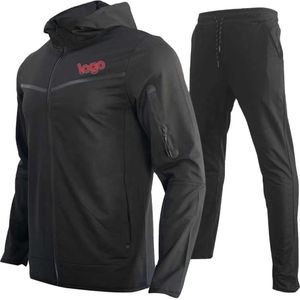Wholesale Mens Sweat Suits Zips 2 Pieces Hoodie Set Jogging Suit Tech Fleece Track Suit Custom Jacket Tracksuits For Men