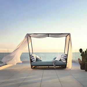 Camp Furniture Outdoor Rattan Bed Villa El Open-air Swimming Pool Sea View Room Bird's Nest Floor Sunshade Belt Garden Outside The Shed