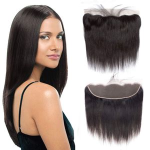 Straight Human Hair 13x4 Transparent Lace Frontals Closures Pre Plucked Natural Hairline