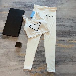 Women Yoga Outfits Designer Tracksuits with Letter Personality Printed Lady Sport Vest Quick Dry Leggings 2PCS Set