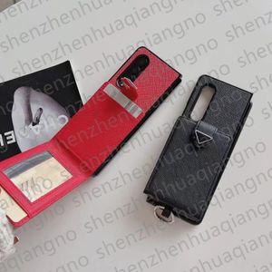 Luxus-Kartenhalter-Handyhülle für Samsung Galaxy Z Fold 4 3 5G Vorderseite Rückseite Schutzhülle Doppeltaschen Pink Folding Closed für Galaxy Z Fold3 Case Cover