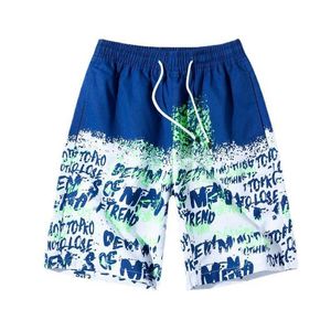 Herr shorts sommar nyaste herr bokstav 5 poäng strandbyxor avslappnad sport plus storlek stora byxor haiian hav vid havet semester bomullskort J230503