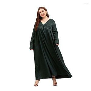 Повседневные платья Осенние платье большого размера 8xl 7xl 6xl 5xl Fashion Ladies Home Style Lose Comense Sexy V-образный выпускной темно-зеленый