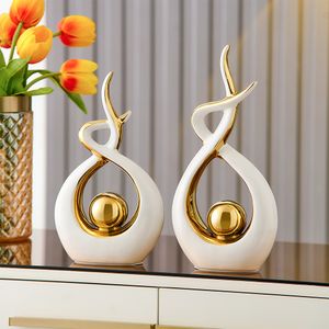Decorative Objects Figurines Modern Luxurious Living Room Home Decoration Accessories Abstract Ceramic Figurines Decoration Desk Souvenir Crafts Gift 230503