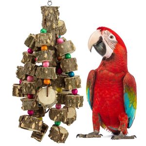 Toys Bird Toys Natural Wood Large Parrot Toy Bird Toys Bästa för afrikanska grå Macaws cockatoos papegoja fåglar och mer