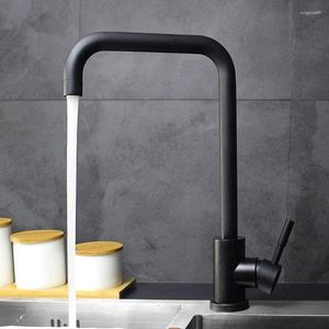 Kitchen Faucets Black White Color SUS304 Stainless Steel Cold And Mixer Sink Rotation Water Tap Single Handle