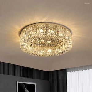 Plafoniere Luce moderna a LED per soggiorno E14 Decorazione artistica in acciaio cromato/oro K9 Montaggio lampada in cristallo