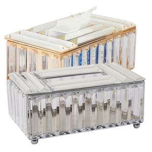 Organization Crystal Tissue Box Paper Rack Office Table Accessories Facial Case Holder Napkin Tray For Hotel Car Case Holder Home Decoration