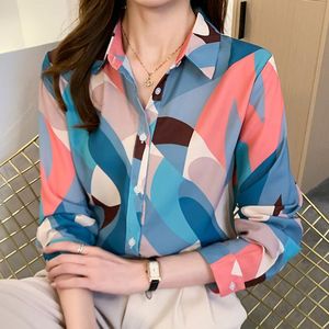 Shirt Chemise Femme 2022 Spring New Print Blouse Shirt Women Long Sleeve Turndown Colla Chiffon Tops For Ladies Casual Woman Clothes