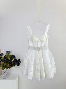 Casual Dresses Embroidered Mini Dress Decorated With Beaded Applique Details Tulle Mesh Hemline