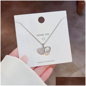 Hänge halsband Nimble Lucky Little Zircon Sea Shell Pearl Love Heart Mothers Day Necklace Woman Girl Blessing Gif Dhgarden DHW19