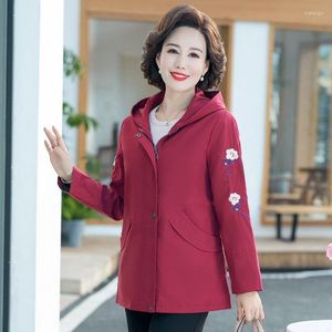 Kvinnorjackor 2023 Spring Autumn Embroidered Hood Coat Kortjacka Kvinnor Lossa damer 4xl Ytterkläder Casual Outwear Tops