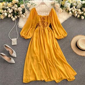 Casual Kleider 2023 Frauen Vintage Frühling Herbst Chiffon Kleid Mode Langarm Französisch Elegantes Kleid Weibliche Kleidung