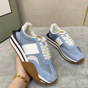 Top Brand James Nylon & Suede Sneakers Shoes Side Stripe Suede & Nylon Chunky Rubber Sole Men Trainer Lace Up Comfort Discount Walking EU38-46