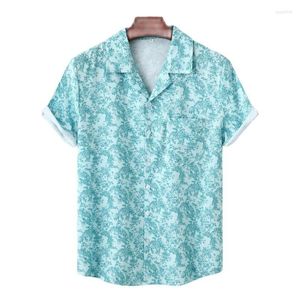 Męskie koszule męskie męskie letnia plaża Aloha Stylowy kwiatowy nadruk Hawajska koszula Mężczyźni Button Down Short Rękaw z kieszeniami xxxl