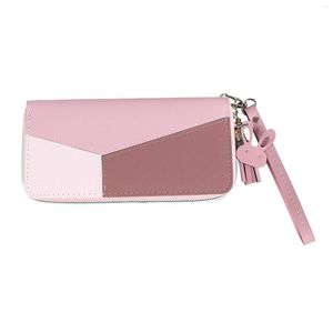 Wallets Women Long Wallet Large Capacity Phone Storage Travel Color Block With Tassel Wristlet Money Organizer Portable PU Leather Daily