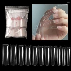 False Nails 550st/Bag XXL Bent French 11 Size Clear/Natural 2XL avsmalnande kista Artificiella falska konstverktyg Tips